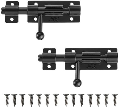 2pcs Slide Gate Latch Bolt Door Lock, Barrel Bolt Door Latch with Padlock Hole, Heavy Duty Garden Door Lock for Furniture Door Window (95.8mm/3.77in)