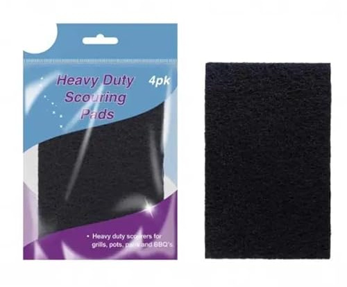 Heavy Duty Scouring Pads for Grills, Pots, Pans and BBQs, 4-Pack, Black