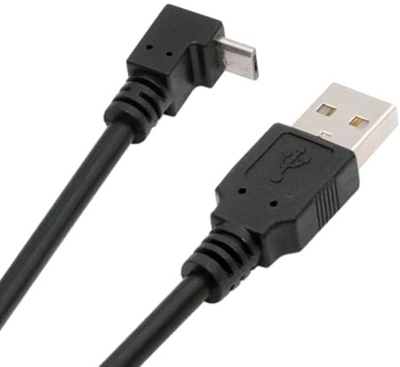 NFHK Down Angled 90 Degree Micro USB 5Pin to USB 2.0 Type-A Data Charge Cable for Phone Tablet Camera 50cm