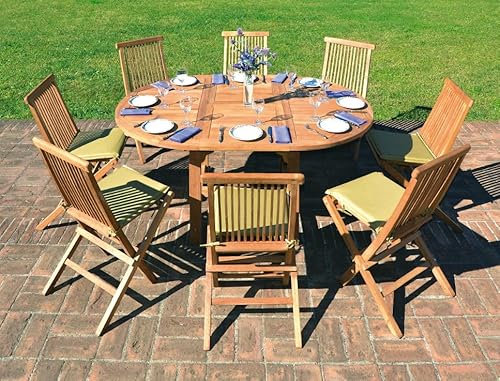 Maligi Home MG/Sofia Runder Ausziehtisch aus Teakholz 120/170 x 120 cm