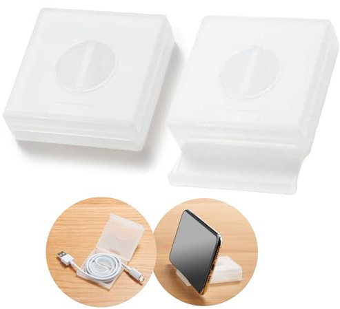 MENBLY MU-JI Polypropylene Cable Organizer Case 2 Pack - Compact Cord Management with Built-In Stand - Translucent Durable Material - Ideal Cord Keeper, Wire Organizer - Portable for Desk or Travel