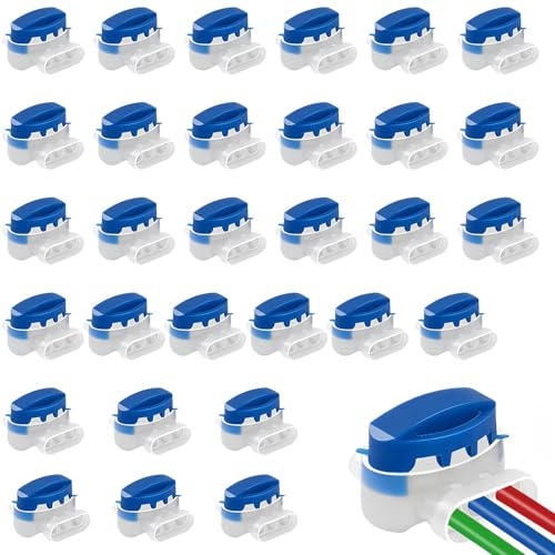 Cutiolly Morsetti per Cavi,Cavo Connettore,Cavo Tagliaerba Connettore,Set Connettori per Filo Perimetrale dei Robot Tagliaerba,Morsetti per Cavi,per Cavi Elettrici (30pcs)