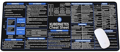 Kubernetes Spickzettel-Mauspad, KMH-Mauspad für Hacker, Programmierer, Cloud-Entwickler und IT, K8s Schnellreferenz, große Schreibtischmatte, Tastatur-Pad, Geschenk für Coder, rutschfestes Gaming-Pad