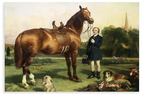 Sir Edwin Landseer, Wohlstand, Reitsport auf Leinwand, Wanddekoration, Poster, Zuhause, Bar, Restaurant, Garage, Café, Geschenk, 50 x 75 cm