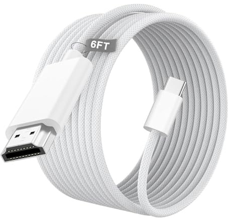 Cavo USB-C a HDMI Apple, 4K @ 60Hz, per iPhone 15 / 16 Serie, 1,8 m, con rivestimento in nylon, High-Speed Tipo C su HDMI 2.0, Thunderbolt 5/4/3 per MacBook Pro/Air, iPad Pro, iMac, Galaxy S25, S24