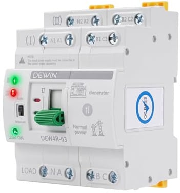 Automatischer Umschalter,4P 63A 400V ATS Switch Umschalter Notstrom Automatic Transfer Switch Din-Schiene Dual Power Automatischer Transferschalter