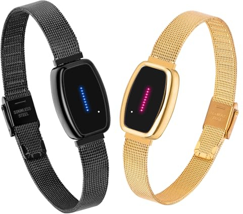 Pulomi Fernliebe Touch Armbänder für Paare, Vibration & Lichter Smart Matching, Ideal für Fernbeziehungen, Jubiläen oder Feiertage Weihnachtsgeschenke Long Distance Bracelet Yellow Gold