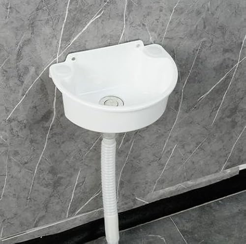 Mini Waschbecken Kunststoff mit Wandmontage, Kleines Waschbecken Camping Waschbecken mit Ausgussbecken Kunststoff, Ausgussbecken Klein für Camping Garten Keller Baustellen Gäste-WC Badezimmer