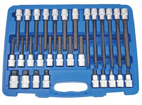 SW-Stahl 04923L Schraubendreheinsätze, 1/2, Innensechskant, 30-teilig I Innensechskant-Bit-Set 60 HRC I 1/2-Zoll-Steckschlüssel Chrom-Vanadium I 5-19 mm Stecknüsse S2-Stahl