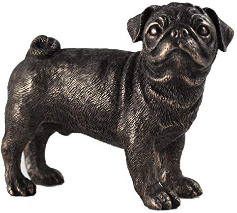 Dekofigur Mops, stehend, kaltgussbronze, 8 cm hoch