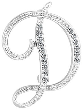 Greenlans Brosche, Unisex, Strass, Buchstabe, Alphabet A-Z, silber, D