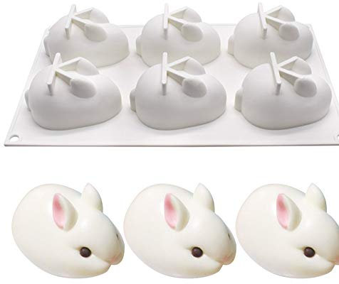Moule à gâteau en Silicone, moules En Silicone pour Glace Chocolat Pâtisserie Dessert, 6 Trous Forme de lapin