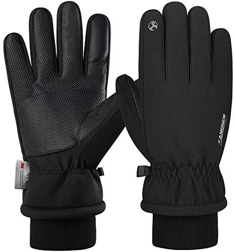 Anqier Winter Gloves, Cold Proof Thermal 3M Thinsulate Warm Touchscreen Cold Weather Gloves Men Women for Smartphone Texting Cycling, Black-a, M