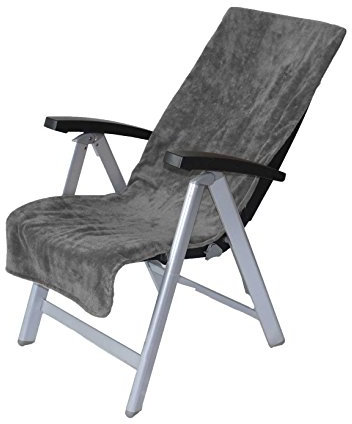 Floringo 2er Pack Schonbezug für Gartenstuhl Campingstuhl Twin-Star 60x130 95° waschbar (Schiefer)