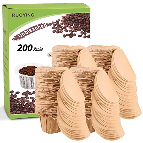 Unbleached K cup Disposable Paper Filters with Lid for Keurig Reusable K Cup Filters,Eco-Sopure Paper Filters for Keurig Coffee Maker Brewer, Fits All Keurig Single Serve Filter Brands (200)
