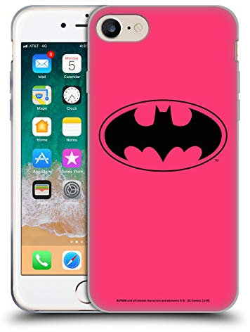 Head Case Designs Licenza Ufficiale Batman DC Comics Fucsia Logos Custodia in Gel [Protezione di Grado Militare] Compatibile con Apple iPhone 7/8 / SE 2020 & 2022 E Compatibile con MagSafe