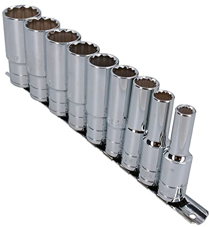 1/2 Drive Whitworth Double Deep British Sockets BSW 9pc 12 Sided Bi-hex