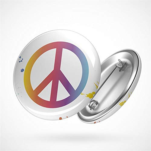 Hellweg Druckerei Button Anstecker Peace Frieden Regenbogen Love Harmony 70er Abzeichen Pin