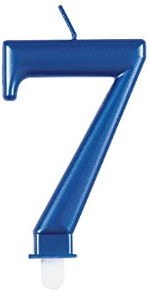 Metallische Geburtstagskerze - Zahl 7 - Blau