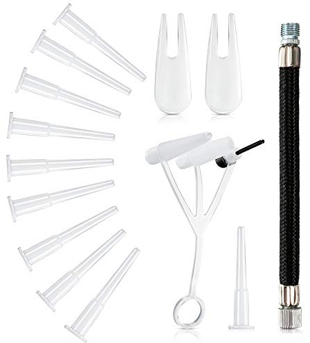 Skylety 16 Kit de Remplacement de Bouchon de Balle d'exercice avec Aiguille, Buse, Tuyau d'Extension, Broche de Bouchon de Butée d'air pour Ballon d'exercice pour Boule de Yoga Football Basketball