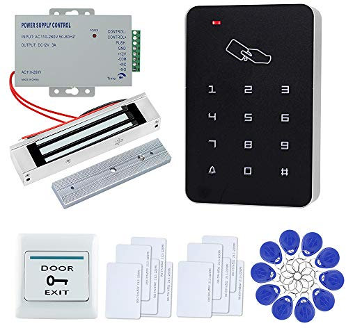 FTSTech Kit di sicurezza domestica 125 KHz con controllo di accesso completo della porta +serratura elettrica+alimentazione+pulsante di uscita (kit serratura magnetica)