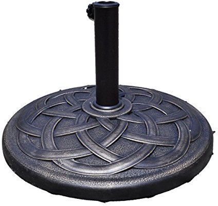 COSTWAY Pied de Parasol en Résine avec Motif Exquis, Base de Parasol pour Mât de Parapluie φ38mm ou φ48mm, Convient pour Balcon, Jardin, Plage, Bronze (Φ545xH350mm)