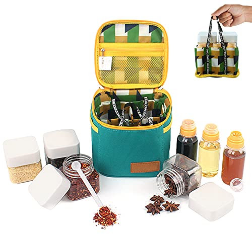 RoseFlower Set di Bottiglie per Condimento All'aperto, 7 Pz/set Barattoli Spezie Portatile campeggio Condimento e Aceto Contenitore con Borsa per Il Trasporto per Barbecue Viaggio Cucina7