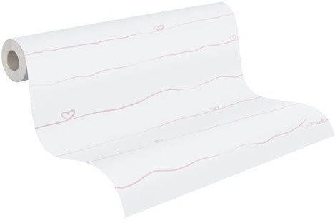 A.S. Création Kinderzimmertapete Little Love Tapete mit Herzen PVC-freie Vliestapete rosa weiß seidenmatt glatt 381402