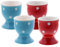 Servette Home Portauovo carino in ceramica a pois – Set di 4 (blu rosso)