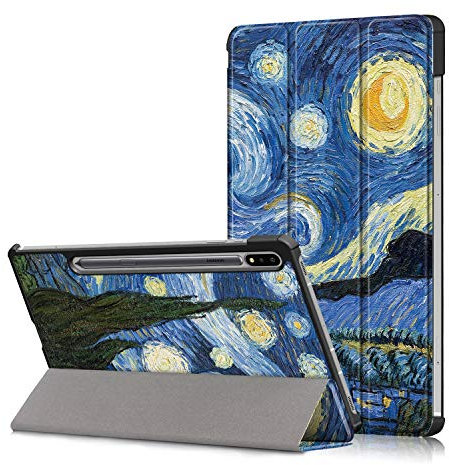 GMUJIAO Custodia Compatibile con Samsung Galaxy Tab S7 Fe 12.4 inch (Model:T736),Custodia per Telefono in Pelle PU Ultrasottile con Funzione di Supporto con Tre Supporti Pieghevoli-Cielo Stellato