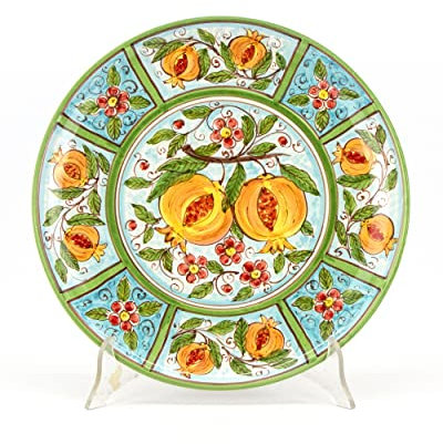 CEAR ceramiche - Piatto Murale in Ceramica di Caltagirone, Fatto a Mano con Colori dei Frutti di Sicilia, Ornamento per Pareti con Stile Rustico ed Elegante