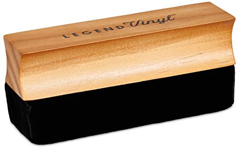 Legend Vinyl - Cepillo de limpieza de vinilo de terciopelo con mango de madera - Antiestático para el mejor sonido posible - De larga duración y sin plástico