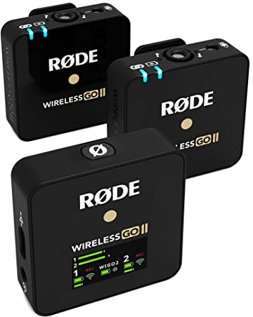 RØDE Wireless GO II Ultra-compact Dual-channel Wireless Microphone System with Built-in Microphones, Recording 200m Range Filmmaking and Content Creation (Renewed)