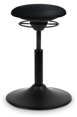 BALIMO Classic - Sitztrainer - Bewegungshocker - ergonomischer Hocker mit frei beweglicher Sitzfläche - Rücken-Trainer - Bürohocker - Standfuß Schwarz (Gestell Schwarz - Sitzbezug Schwarz)