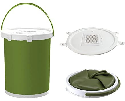 Silikoneimer Falteimer Faltbarer Silikon Eimer 5-25 L Zusammenlegbar Camping Köderfischeimer (Köderfischeimer zum Fischen Khaki 20 l)