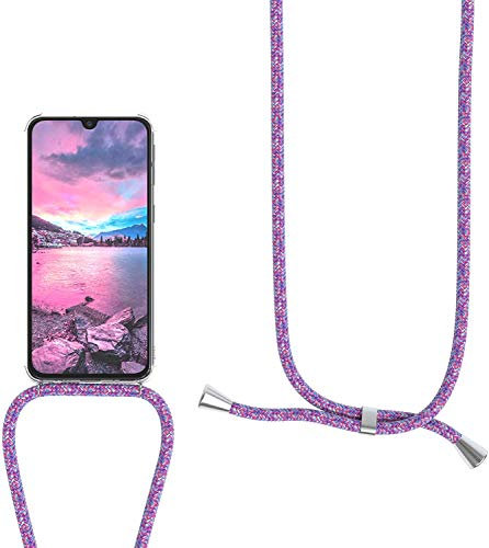 Handykette kompatibel mit Samsung Galaxy J3 2017 Hülle,Handyhülle Transparent Silikon Schutzhülle - Necklace Hülle mit Band Handy-Kette Fallschutzhülle Schnur Kette zum Umhängen Case,Unicorn