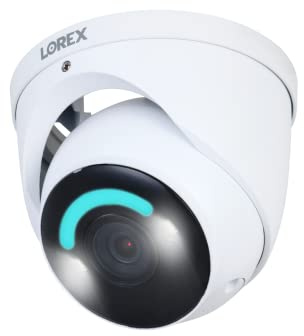 Lorex 4K 8MP IP Wired Metal Dome Outdoor/Indoor Security Camera, White - Smart Security Lighting, Smart Motion Detection, Deterrence Siren, Color Night Vision Booster, 2-Way Talk, IP67 Weatherproof