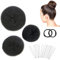 3 Stück Donut Hair Bun Maker Set mit 2 elastischen Haarband, 10 U-Form Haarspange Haarnadel, Duttkissen, Dutt Maker für Kinder Mädchen Frauen Schwarz