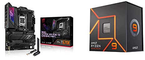 ASUS ROG Strix X670E-A Gaming WiFi AMD Ryzen AM5 ATX motherboard, 16 + 2 power stages, PCIe 5.0, DDR5 support, four M.2 slots + AMD Ryzen 9 7900X Retail - (AM5/12 Core/4.7GHz/76MB/170W/Radeon)