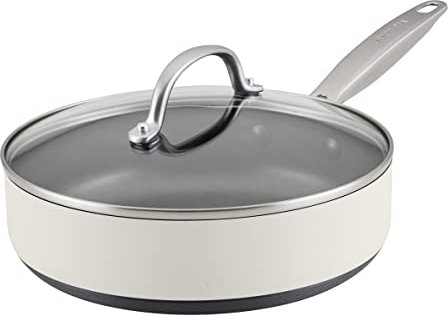 Anolon Achieve harteloxierte Antihaft-Sautépfanne mit Deckel, 3 l, cremefarben