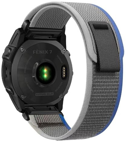 SumRioo QuickFit 22 mm Armband für Garmin Fenix 8/8 Solar 47 mm/7 Pro/7/6 Pro/6/5/5 Plus/E, Nylon Trail Loop Uhrenarmband für Garmin Tactic 8 47 mm/Descent G2/Epix 2/Forerunner 965, Blau/Grau