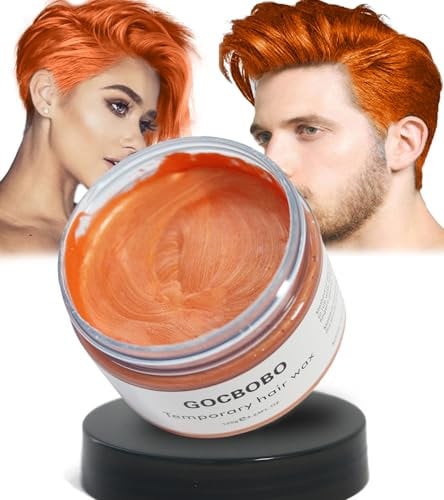 GOCBOBO Cera de Color Temporal Para el Cabello Lavable Naranja - Tinte Para Hombres y Mujeres - DIY Peinado Para Fiesta Cosplay Halloween 4.23 Oz