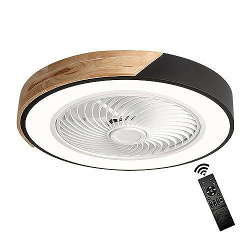 GaoHX Ventilador de techo de madera con iluminación LED, moderno Invisible Fan Lámpara de techo regulable, temporizador silencioso, lámpara de techo para salón, dormitorio, habitación infantil