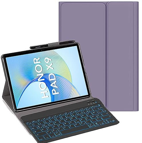 YHFZR Tastatur Hülle für Honor Pad X9 11,5 Zoll, [Italiana Layout] Ultraslim Hülle mit 7 Farben Beleuchtung Kabellose Tastatur mit Schützhülle für Honor Pad X9 11,5 Zoll, Lila
