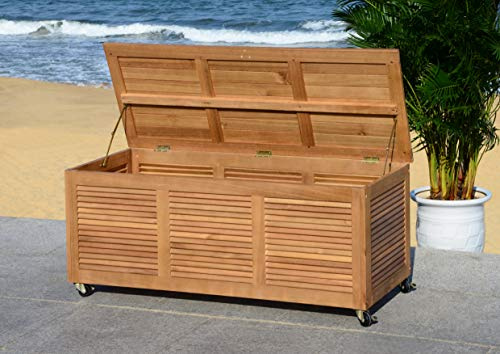 SAFAVIEH Hölzernes Aufbewahrungsbox für den Außenbereich, Neutral, 71 X 45 X 95