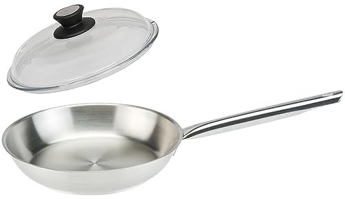 SKK große Hochrand-Pfanne Induktion Ø 32 cm - 18/10 Edelstahl Bratpfanne - Gastro Edelstahlpfanne mit Vollglas Deckel