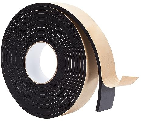 BENECREAT Cinta Aislante de Espuma de 5m 41x6mm Cinta de Espuma EVA Autoadhesiva Fuerte Negra Burlete con Alta Densidad Cerrada para Puertas, Prueba de Sonido