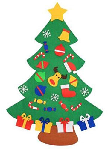 Obahdirry Filz-Weihnachtsbaum für Kinder, 90 cm, DIY-Weihnachtsbaum mit Kleinkindern, 27 Stück, Ornamente für Kinder, Weihnachtsgeschenke, zum Aufhängen an der Tür, Wand