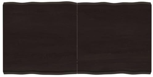 vidaXL Tischplatte, Holzplatte für Tisch Esstisch Couchtisch, Massivholzplatte Handgefertigt mit Baumkante, Ersatztischplatte Scharnierdesign, Dunkelbraun 120x60x(2-6) cm Massivholz Behandelt