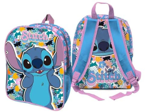 Coriex Kindergartenrucksack 3D32 x 25 x 11 mit Tasche für Trinkflasche plus 12 Buntstifte (3DStitch Kindergarten-Rucksack in kostenlosen Markenfarben), Muticolor, Kindergartenrucksack 3D🎈Stitch Farbe